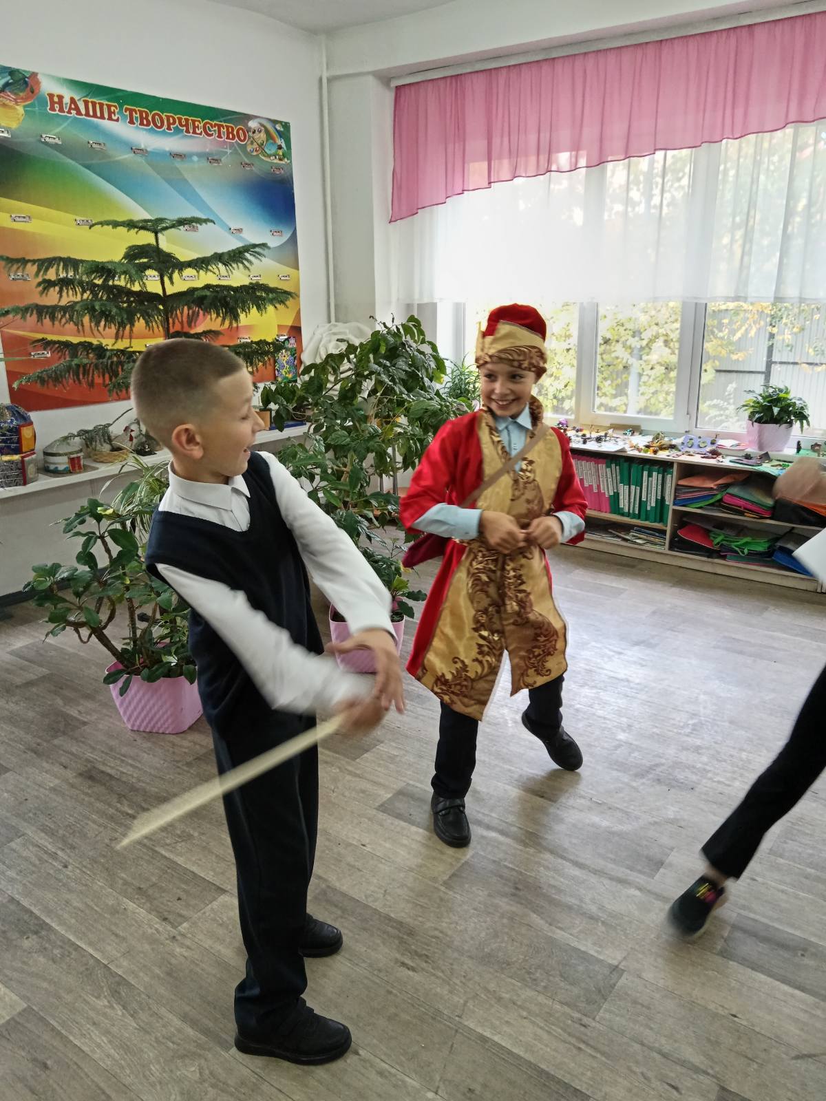 На уроках.